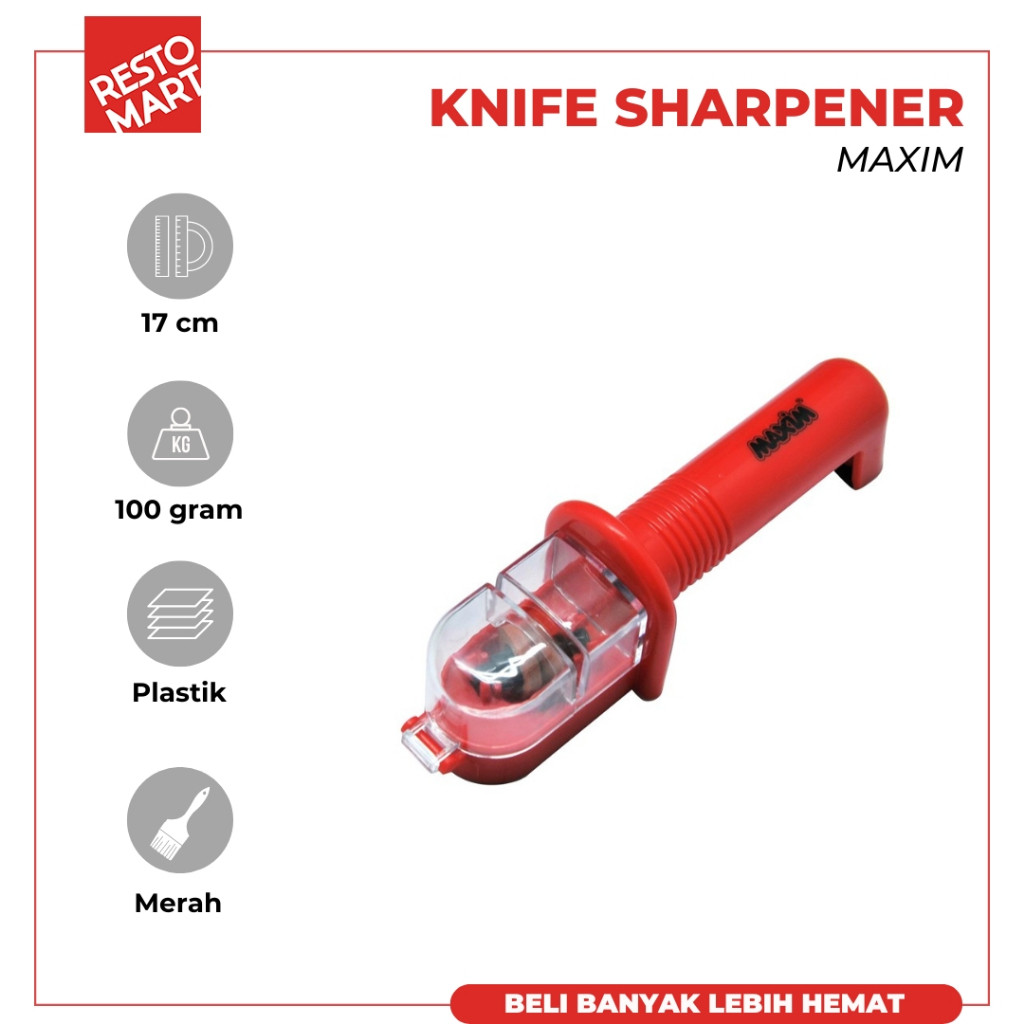 Pengasah Pisau / Knife Sharpener Red MAXIM (1515123) (F12)