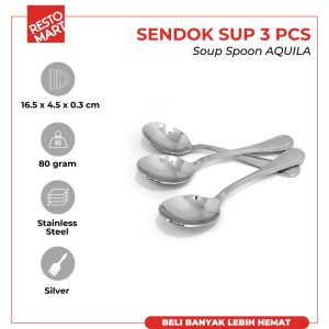 Sendok Sup / Sendok Bulat / Soup Spoon 3 pcs AQUILA Stainless 304 (2111110) (F0)