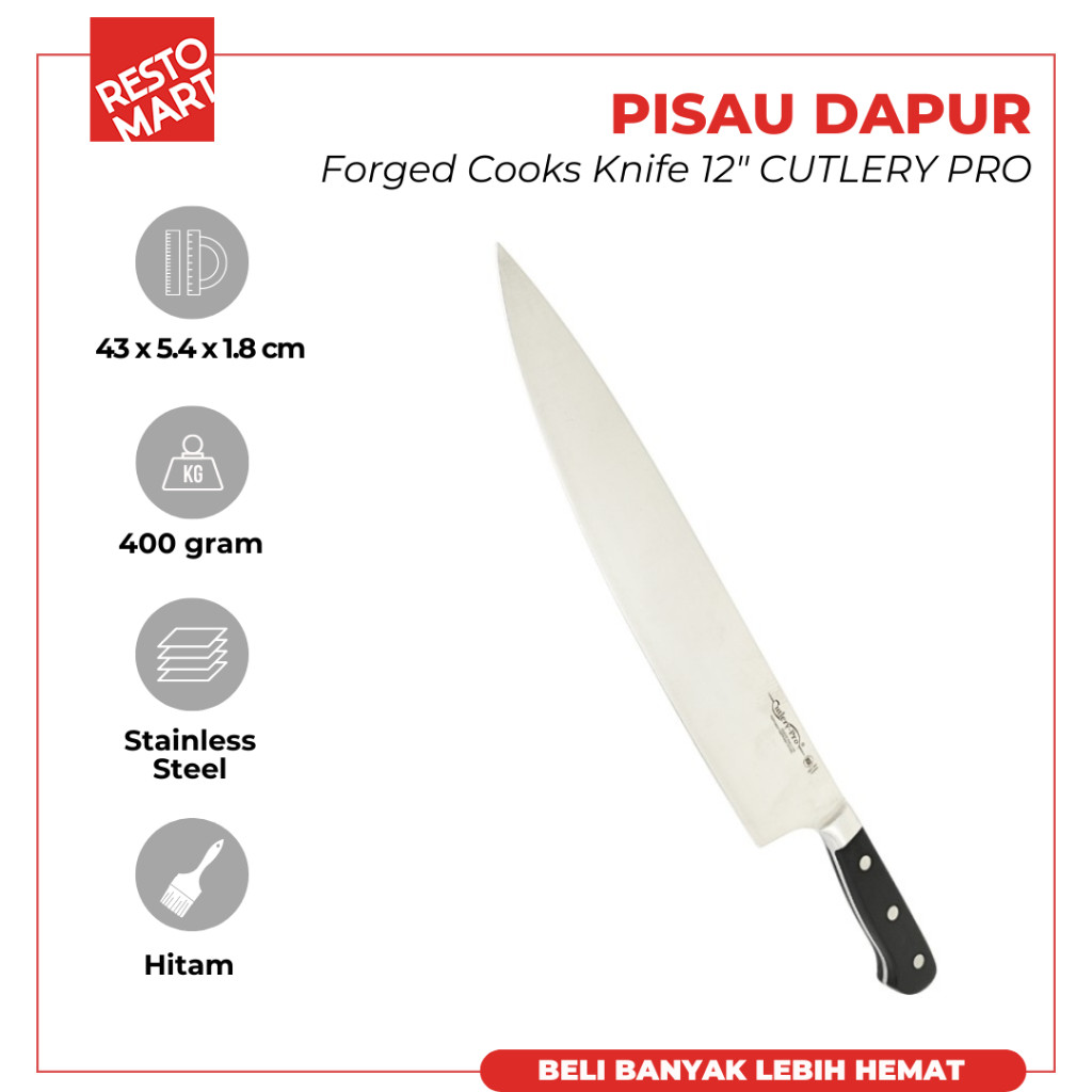 Forged Cooks Knife 12" / Pisau Tempa 30.5 cm CUTLERY PRO FR 9801 300 BK301 HR CP (1511731) (F0)