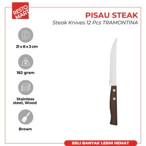 Pisau Makan / Pisau Steak / Steak Knife 12 pcs TRAMONTINA Stainless Steel (2116051)  (F10)