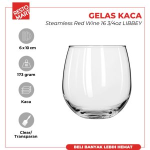 Steam less Red Wine / Gelas Wine 16.75 oz / 495 ml LIBBEY Kaca (2063083) (F8)