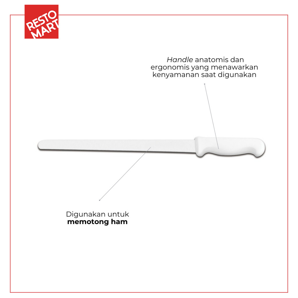 Pisau Daging / Pisau Dapur 35.6 cm / Ham Slicer Plain Edge 14" Professional TRAMONTINA Stainless Steel (1511572) (F8) - Image 3