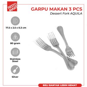 Garpu Makan / Garpu Stainless / Dessert Fork 3 pcs AQUILA Stainless Steel 304 (2111104) (F4)