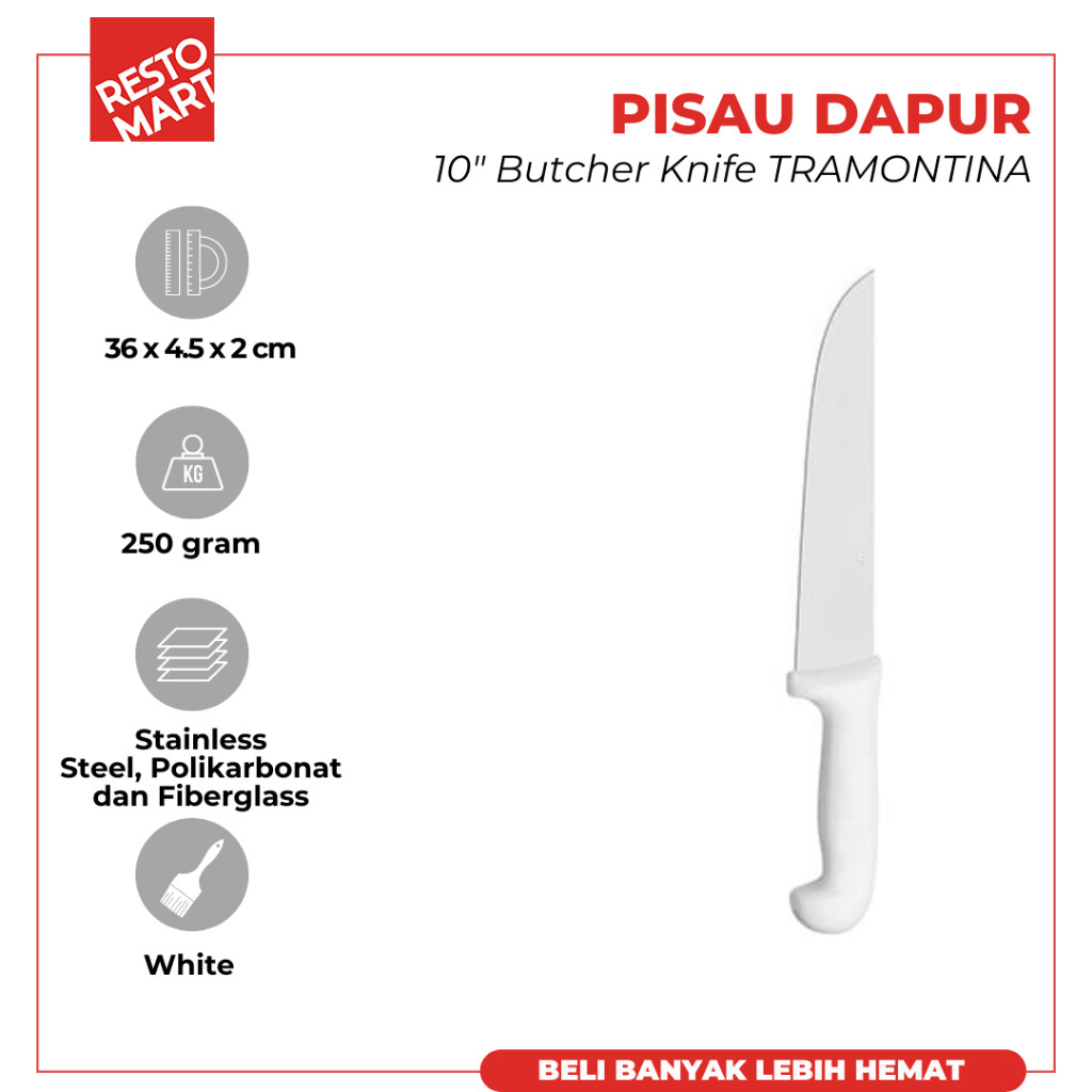 Pisau Daging / Pisau Dapur 25.4 cm / Butcher Knife 10" Professional TRAMONTINA Stainless Steel (1511558) (F8)