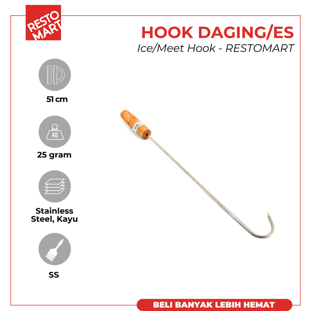 Hook / Ice Hook / Meet Hook RESTOMART Stainless (2619009) (F2)