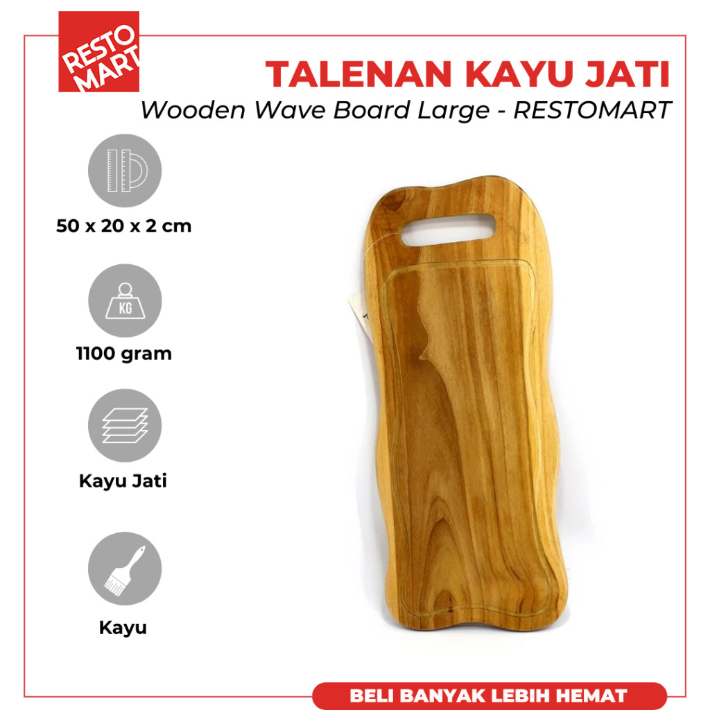 Talenan Kayu Jati / Wooden Wave Board Large RESTOMART Kayu Jati (0888079) (F0)