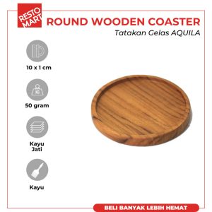 Round Wooden Coaster / Tatakan Gelas 10 cm AQUILA Jati (0888156) (F12)