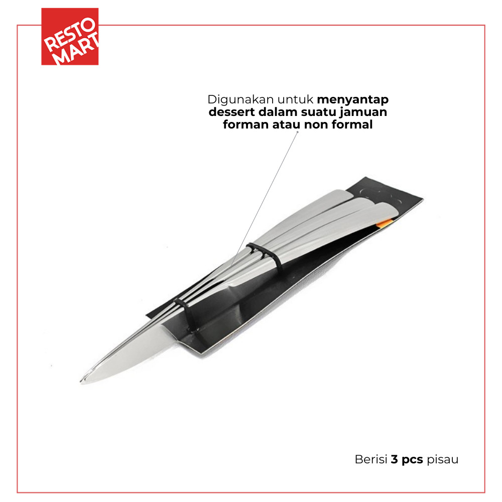 Pisau Makan / Pisau Stainless / Dessert Knife Vechio 3 pcs (Standing) SERENA Stainless (2116044) (F0) - Image 3