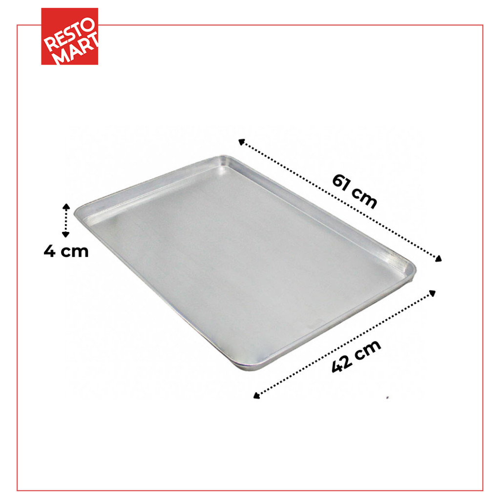 Loyang Oven / Oven Tray 400 x 600 x 30 mm RESTOMART Aluminium (0611106) (F6) - Image 2