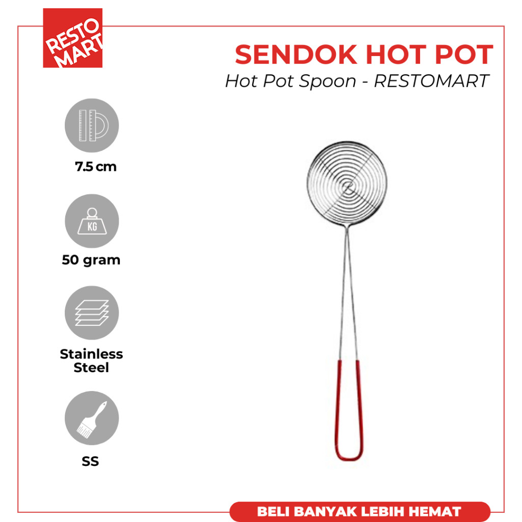 Sendok sup lobang / Sendok Shabu Hot Pot 7.5 cm / Hot Pot Spoon RESTOMART Stainless Steel (2715038) (F8)
