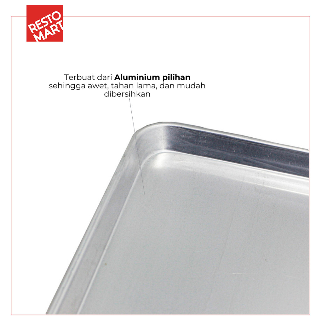 Loyang Oven / Oven Tray 400 x 600 x 30 mm RESTOMART Aluminium (0611106) (F6) - Image 4