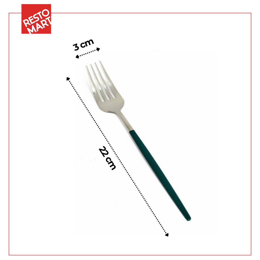Garpu Makan / Garpu Stainless / Garpu Model Eropa Green Silver RESTOMART Stainless Steel (2112028) (F6) - Image 2