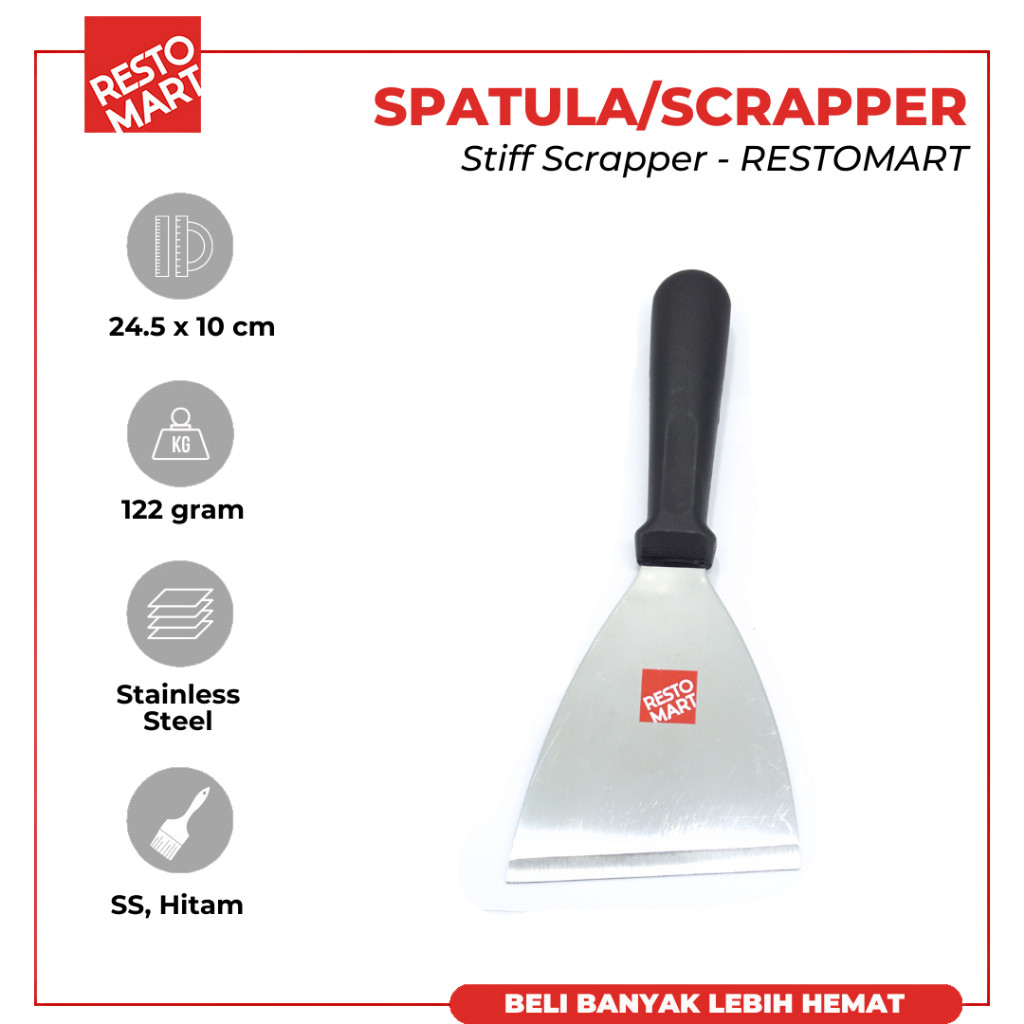 Spatula / Scrapper Gagang Kayu / Stiff Scrapper RESTOMART Kayu (2716105) (F9)