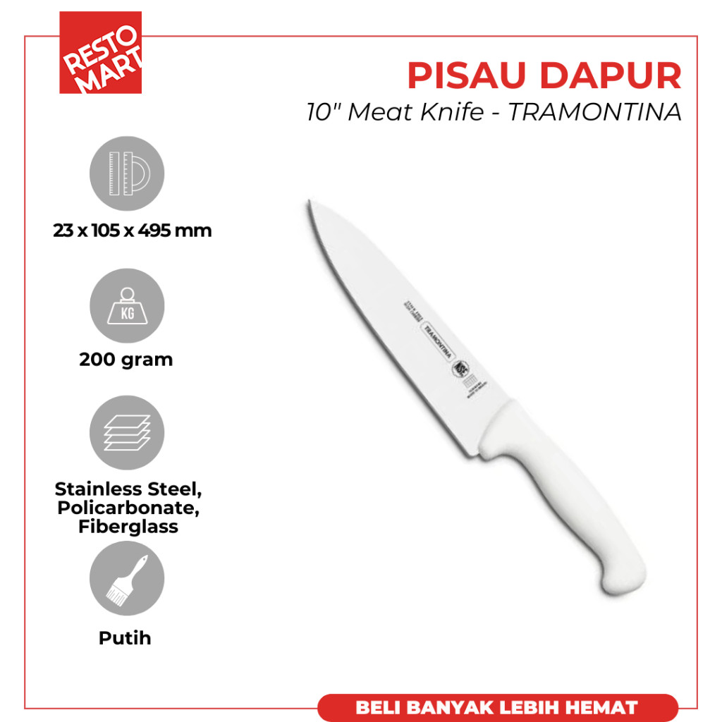 Pisau Daging / Pisau Dapur 25.4 cm / Meat Knife 10" Professional TRAMONTINA (1511567) (F11)