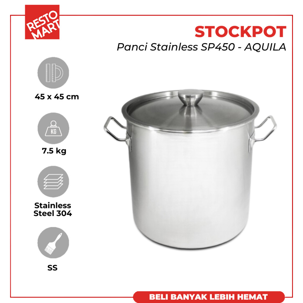 Stock Pot 45 / Panci 45 x 45 cm AQUILA Stainless 304 (0319097)(F7)