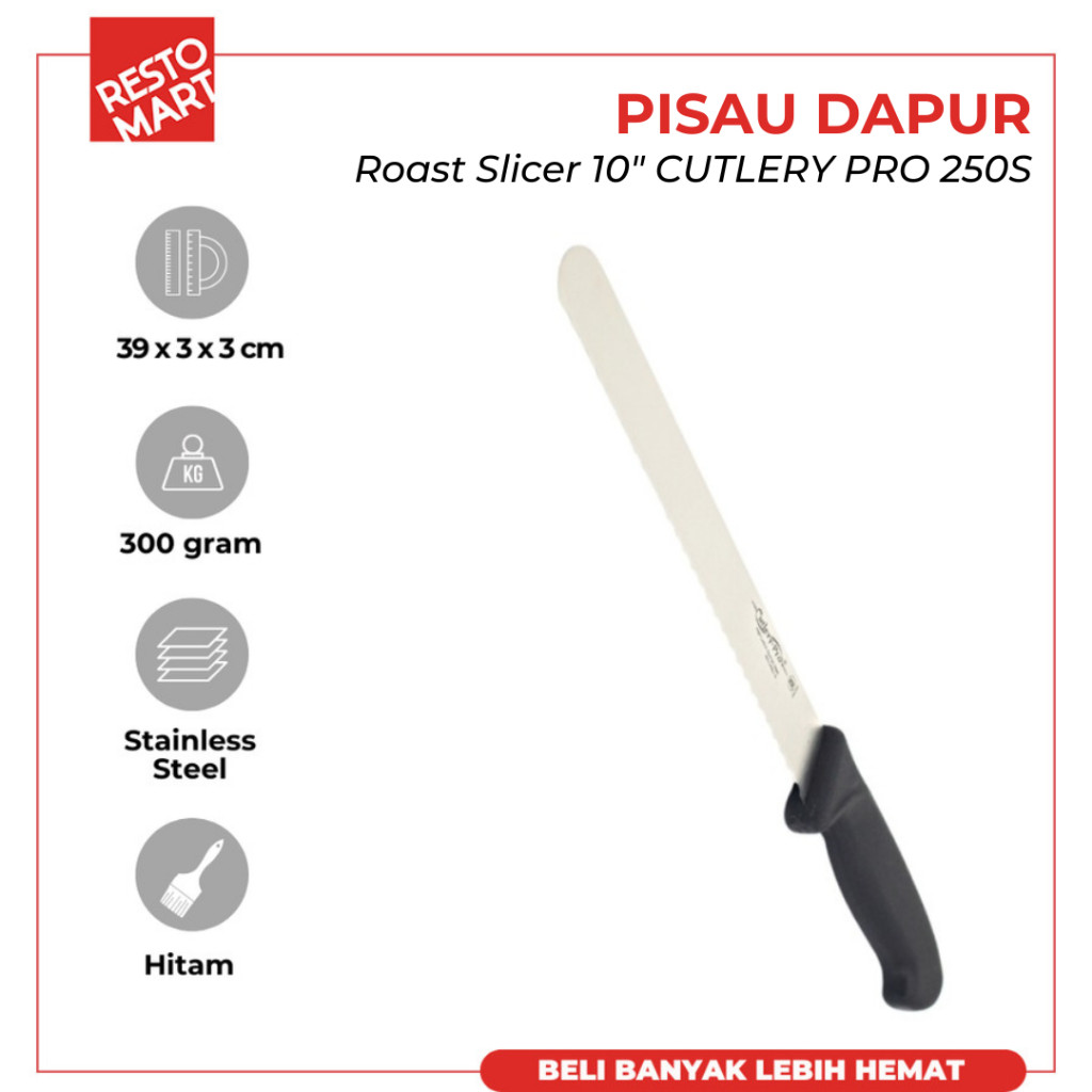 Roaster Slicer Knife 10" / Pisau Dapur / Pisau Daging 25.4 cm CUTLERY PRO KB 2266 250S BK101 (1511671) (F4)