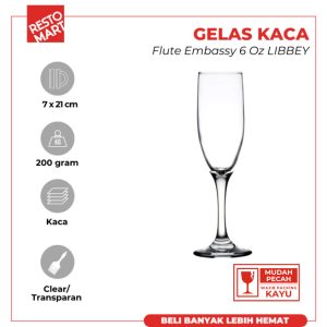 Gelas Kaca 177 ml / Flute Embassy 6 oz LIBBEY Kaca (2063073) (F11)