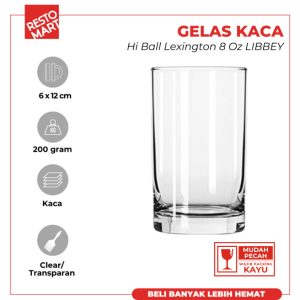 Gelas Kaca 236 ml / Hi Ball Lexington 8 oz LIBBEY Kaca (2063017) (F8)
