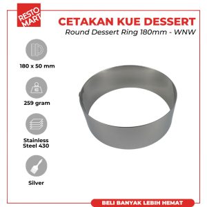 Cetakan Kue / Round Dessert Ring 18 cm RESTOMART Stainless (0616066)(F5)