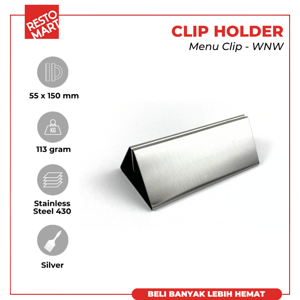 Clip Holder / Menu Clip RESTOMART Stainless (0616095)(F1)