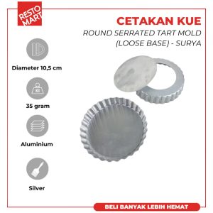 Cetakan Kue Roti Bolu Pie Susu / Round Serrated Tart Mold 11.5 x 2 cm Restomart Aluminium (0620674)(F2)