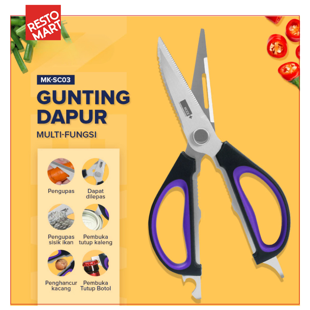 Gunting Dapur / 5in1 Multi Purpose Scissors MODE+ Stainless Steel (1531006)(F3) - Image 5