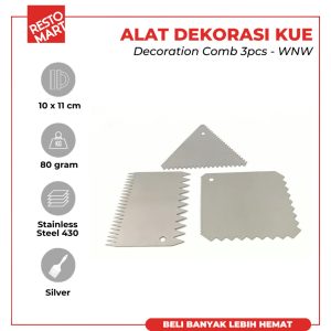 Scraper Butter Cream / Pemotong Adonan Kue Bergerigi isi 3 pcs RESTOMART Stainless (0616087)(F4)