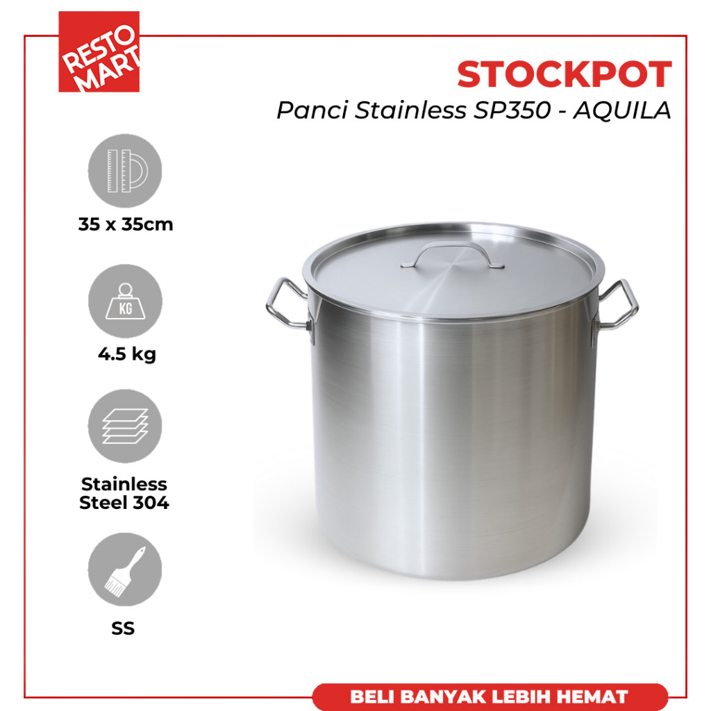 Stock Pot 35 / Panci 35 x 35 cm AQUILA Stainless 304 (2212082)(F2)
