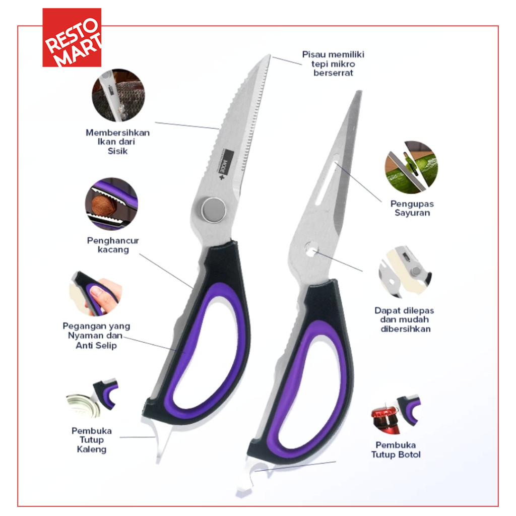 Gunting Dapur / 5in1 Multi Purpose Scissors MODE+ Stainless Steel (1531006)(F3) - Image 3