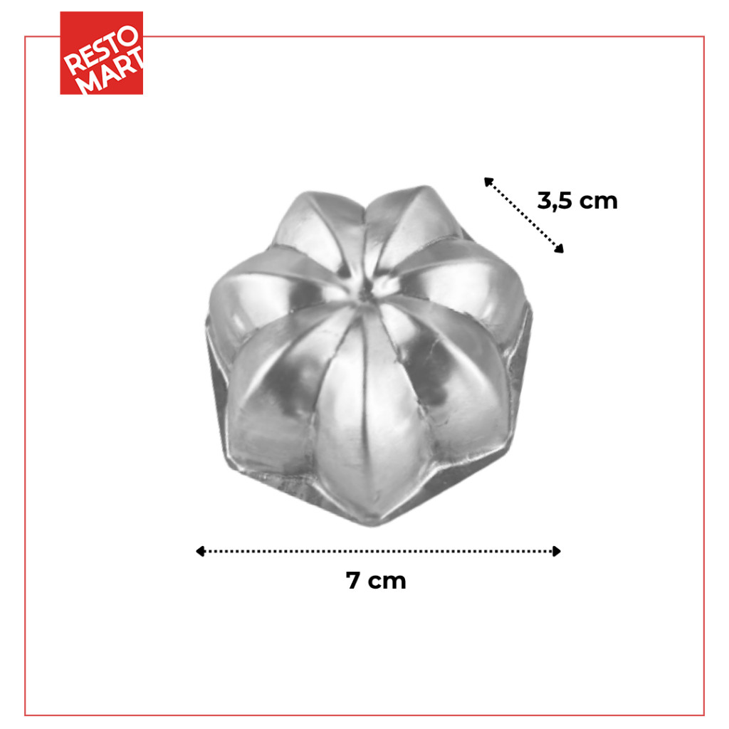 Cetakan Kue Roti Bolu Pie Bunga / Round Steam Mold Flower 7 x 3.5 cm (Isi 12 pcs) Restomart Aluminium (0620677)(F2) - Image 2