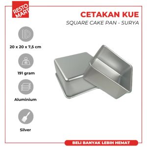 Square Cake Pan / Loyang Kue Kotak Persegi 20 x 20 cm RESTOMART Aluminium (0620684)(F4)