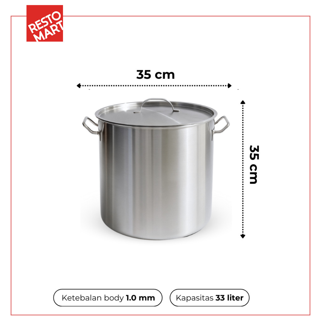 Stock Pot 35 / Panci 35 x 35 cm AQUILA Stainless 304 (2212082)(F2) - Image 2
