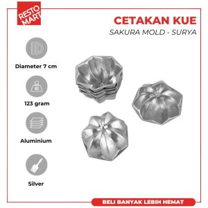 Cetakan Kue Roti Bolu Pie Bunga / Round Steam Mold Flower 7 x 3.5 cm (Isi 12 pcs) Restomart Aluminium (0620677)(F2)