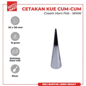 Cetakan Kue Cum - Cum / Cream Horn Flat 3 x 12 cm RESTOMART Stainless (0616080)(F2)