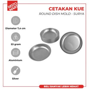 Cetakan Kue Roti Bolu Pie Susu / Round Dish Mold 7.4 x 1.2 cm (Isi 10 pcs) Restomart Aluminium (0620673)(F2)