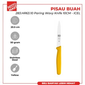 Pisau Buah Wavy Kuning / Paring Knife Wavy 10 cm Yellow 283.HR63.10 ICEL Stainless Steel (1511487)(F2)