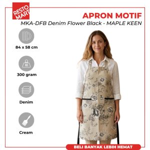 Apron Motif / Celemek / MKA-DFB Denim Flower Black MAPLE KEEN Denim (1394235)