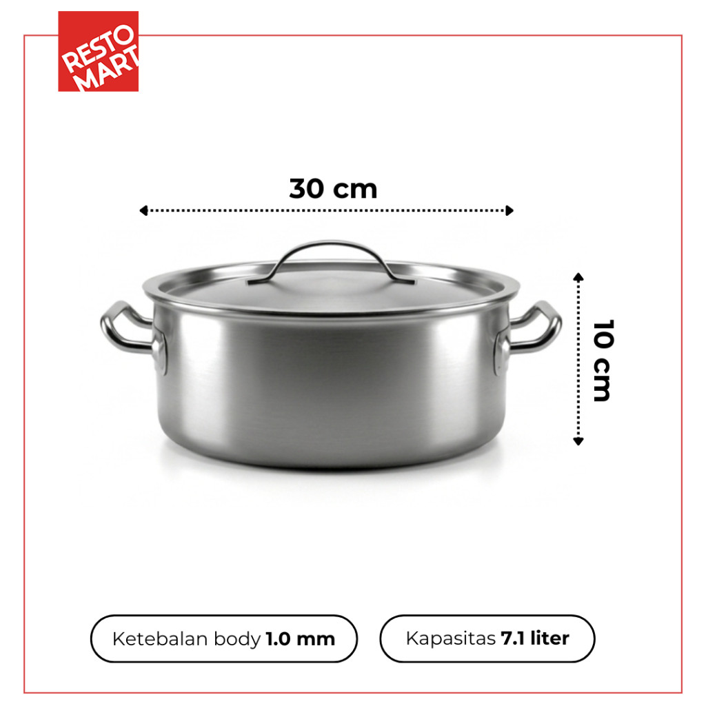 Stock Pot 310 / Panci 30 x 10 cm AQUILA Stainless 304 (2212093) - Image 2