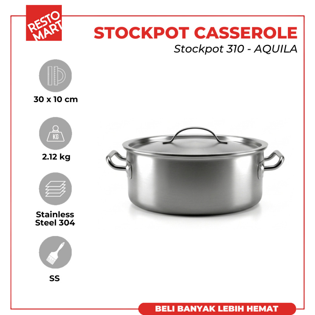 Stock Pot 310 / Panci 30 x 10 cm AQUILA Stainless 304 (2212093)