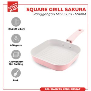 Squere Grill Pan Sakura 15 cm MAXIM Alumunium Die Casting (1094103)(F10)